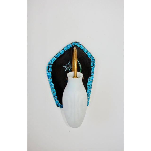 Wall Lamp in Ceramic, Brass, and Glass 1960s For Sale - Image 6 of 9