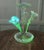 French Hand Blown Uranium Glass 3 Trumpet Epergne This beautiful Epergne has 3 different hand blown decorated trumpets set...