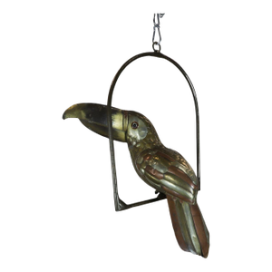 1960s Big Size Sergio Bustamante Sculpture of Toucan on Hanging Perch