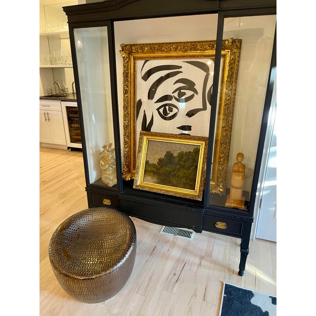 Fabulous Mid Century pair of stools in a textured bronze finish. They are functional accent seating as well as being...