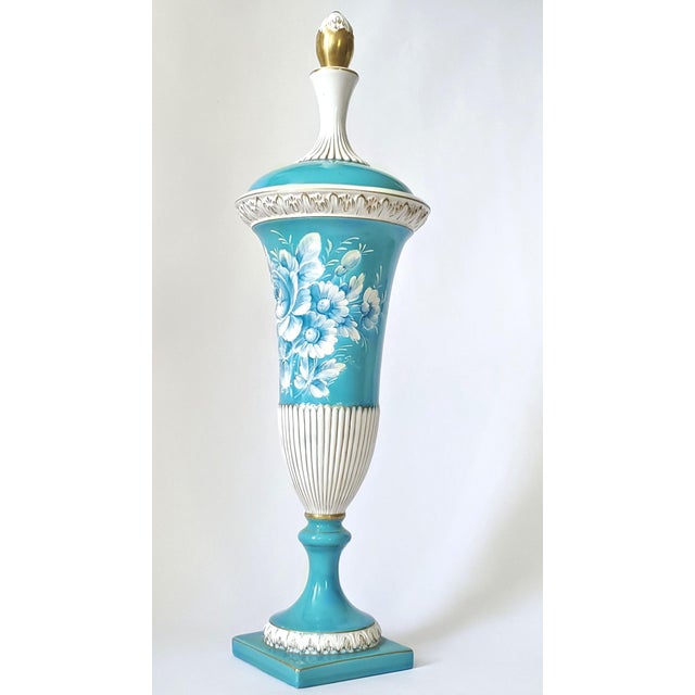 Arzbeg Porcelain Urn Vase by R. Capodimonte Turquoise Porcelain For Sale - Image 4 of 12