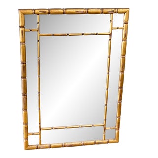 Mid-Century Hollywood Regency Faux Bamboo Mirror For Sale