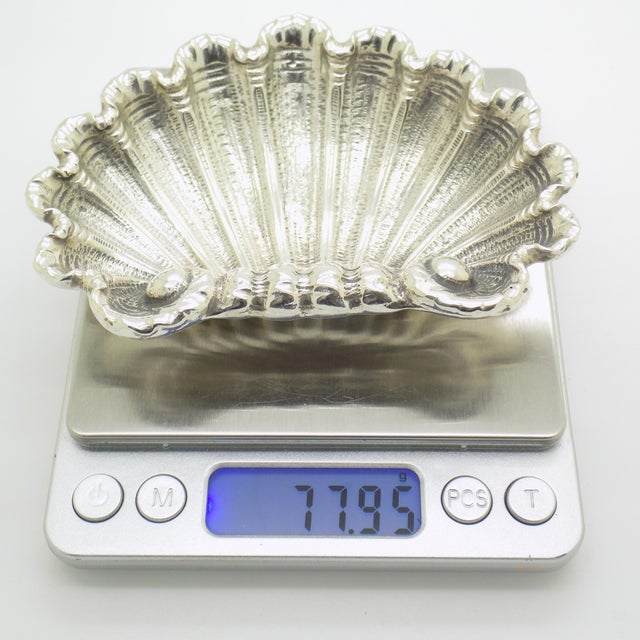 Vintage Italian Genuine Silver 800 Shell Shaped Trinket Tray, 1970s For Sale - Image 11 of 14