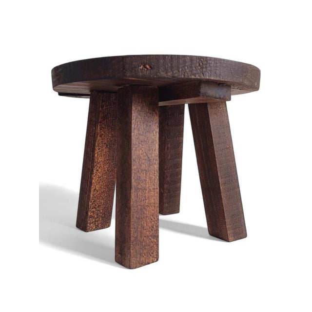 Brown French Wooden Stool For Sale - Image 8 of 16