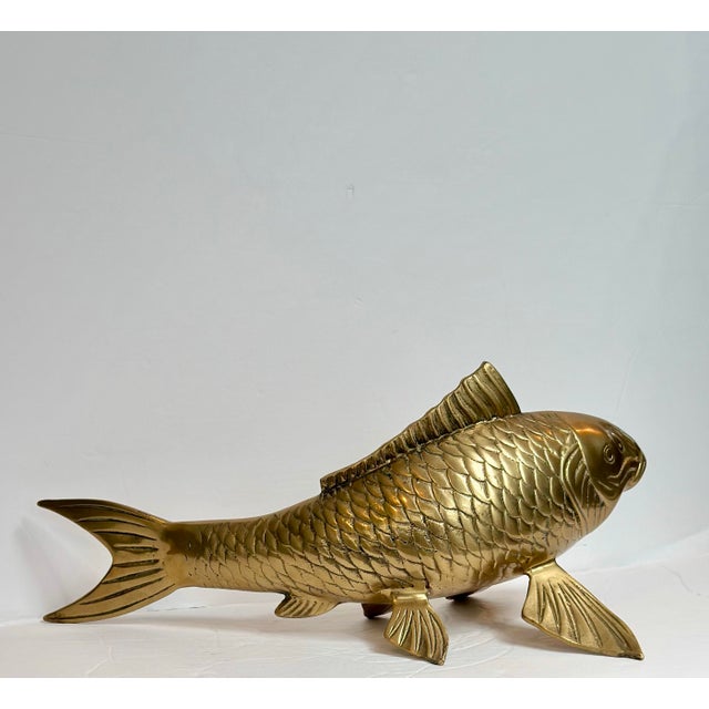 1980s 1980s Asian Solid Brass Koi Fish Large Sculpture For Sale - Image 5 of 7