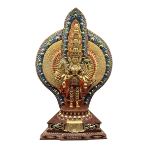 A Gilt and Polychrome Oversized Statue of Avalokiteshvara Nepal 7.5 Ft H.