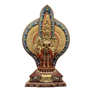 Monumental 88-Inch 24k Gilt Copper Thousand-Armed Avalokiteshvara, Nepal, 1980 For Sale