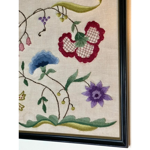Vintage Framed Crewel Embroidery Textile Art Chairish