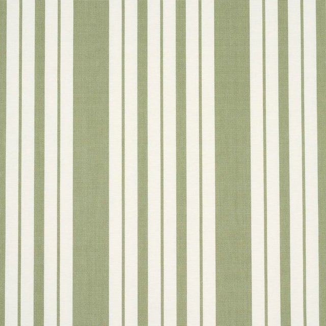 Transitional SAMPLE - Schumacher X Mark D. Sikes Markie Stripe Fabric In Leaf Green For Sale - Image 3 of 5