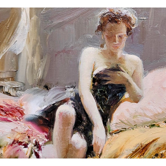 Giuseppe Pino - Young Girl Inner Thoughts - Oil Painting For Sale - Image 4 of 11