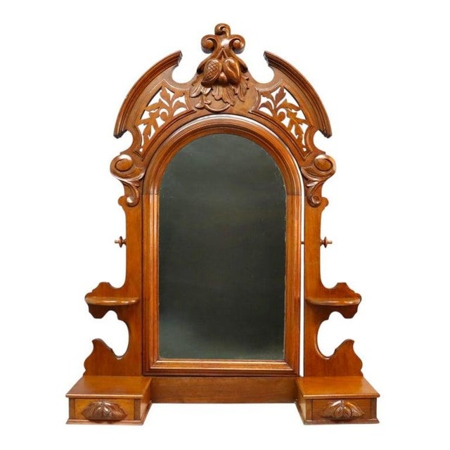 Late 19th Century Carved Walnut Marble Top 3 Drawer Dresser With Extra Hidden Drawer C1880 For Sale - Image 5 of 12