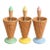 Vintage Ceramic Ice Cream Cone Dessert Cups & Spoons, Pastel Set of 3 For Sale
