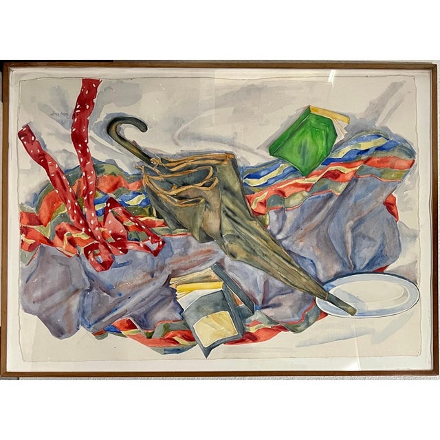 Impressionist Polly Kraft, American Woman Artist Society Doyenne Polly Kraft Large Watercolor Painting, 1984 For Sale - Image 3 of 14