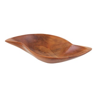 Large Vintage Mid Century Tropical Wood Modernist Bowl For Sale