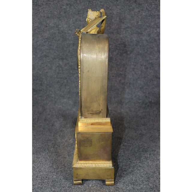 Traditional Fine French Empire Style Figural Maiden Solid Bronze Mantel Clock 1900s Era For Sale - Image 3 of 15