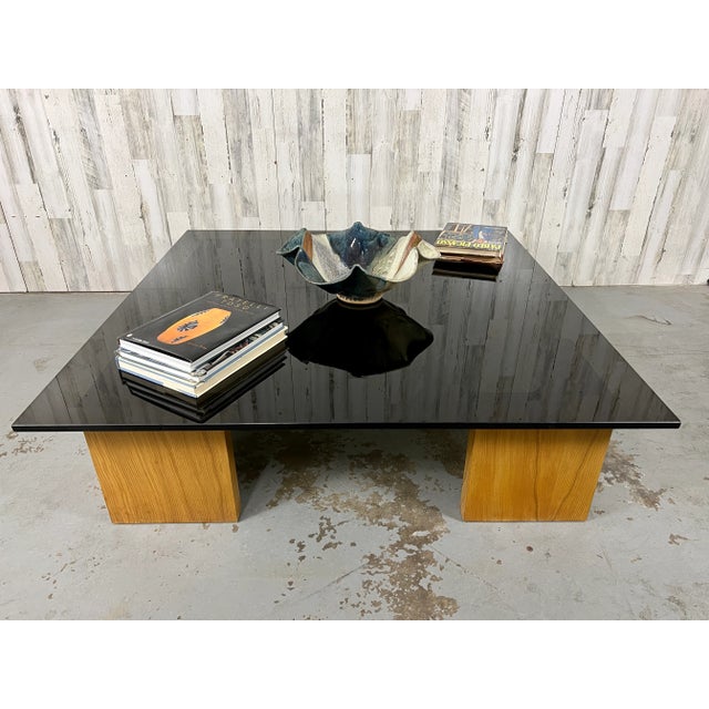 Smoked Glass and Wood Coffee Table For Sale - Image 9 of 12