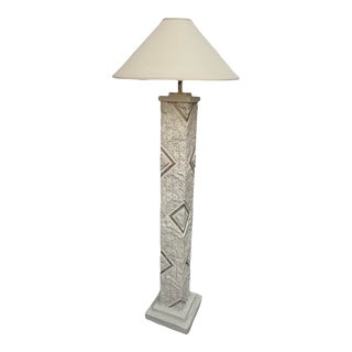 Postmodern Mactan Brushed Gold and Heavy Stone Floor Lamp With For Sale