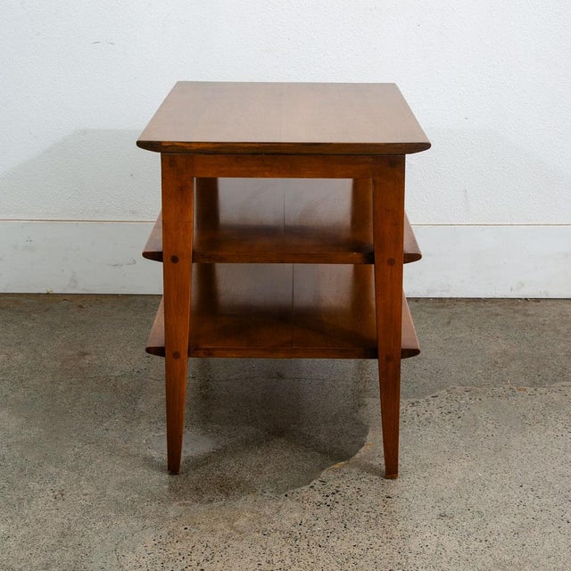 1960s Mid Century Modern Table Solid Wood End Side Nightstand 3 Tier Vintage Rectangular For Sale - Image 10 of 12