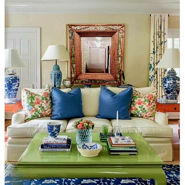 Massive Rattan Bamboo Coastal Regency Boho Scroll Square Wall Mirror For Sale - Image 11 of 11