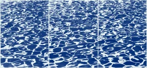 2020 Coastal Cyanotype on Watercolor Paper of Fresh California Pool Patterns by Kind of Cyan - Set of 3