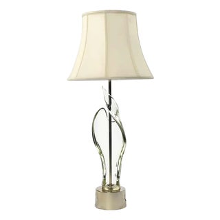 Italian Mid-Century Modern Sculptural Clear Murano Glass Table Lamp For Sale