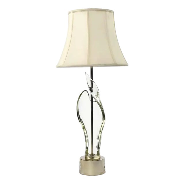 Italian Mid-Century Modern Sculptural Clear Murano Glass Table Lamp For Sale