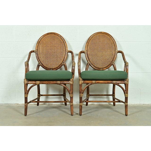 McGuire Hollywood Regency Organic Modern Bamboo and Cane Armchairs, Pair For Sale - Image 16 of 16