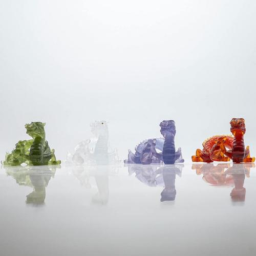 Brown Brown, Green, Clear and Violet Art Glass Dragon Sculptures from Daum, France, 1970s For Sale - Image 8 of 18