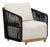 Alpine Teak Wood Outdoor Arm Chair With Black Rope Design For Sale