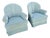 Postmodern Turquoise Fabric Clam Shell Scalloped Swivel Lounge Chairs by Stanley - A Pair For Sale
