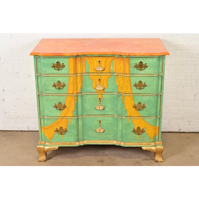 Kindel Furniture Georgian Hand-Painted Block Front Chest of Drawers For Sale - Image 15 of 15