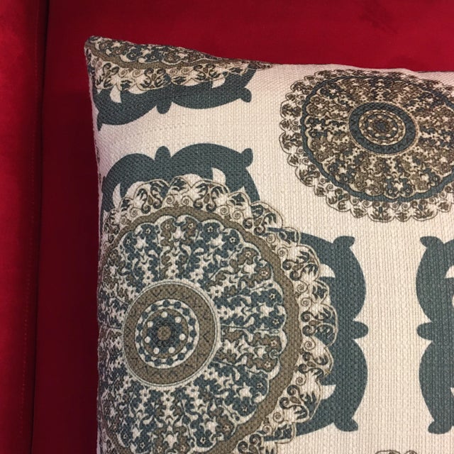 Printed Woven Pillow With New Insert For Sale - Image 4 of 10
