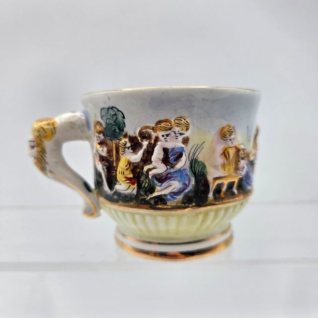 Capodimonte Mid 20th Century Italian Rococo Revival R. Capodimonte Porcelain Demitasse Tea Set of 5 - 10 pcs For Sale - Image 4 of 9