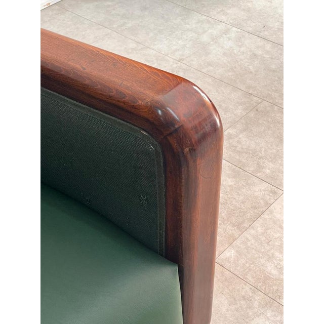 Large Vintage Art Deco Italian Club Chair in Burl Walnut and Green Fabric, 1930s For Sale - Image 12 of 18