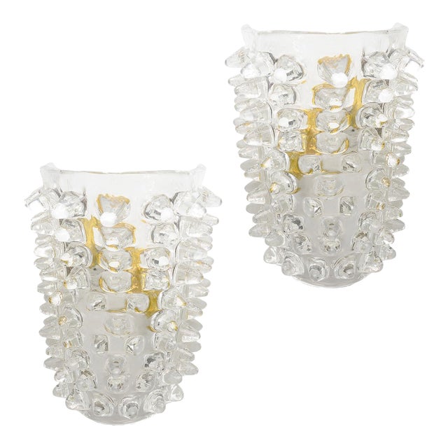 Contemporary Murano Glass Sconces in the Manner of Barovier Toso For Sale