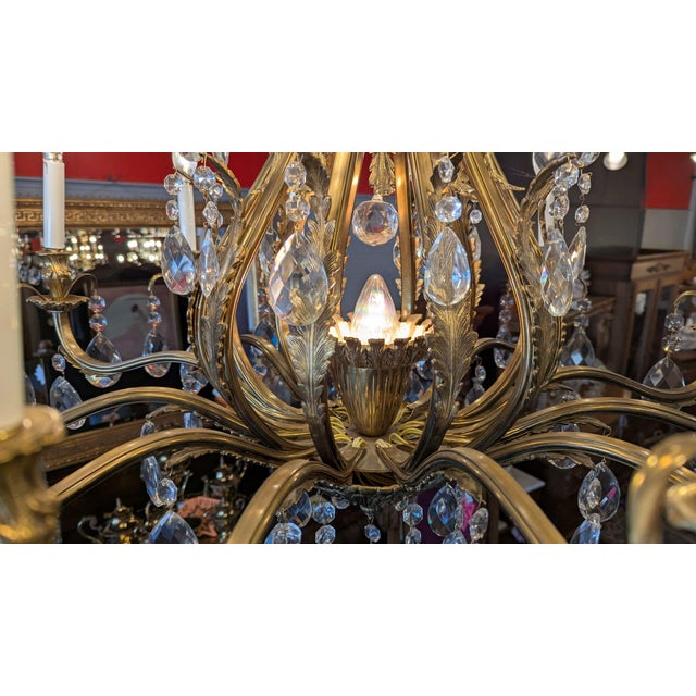 Metal Early 20th Century Large Brass Chandelier For Sale - Image 7 of 12
