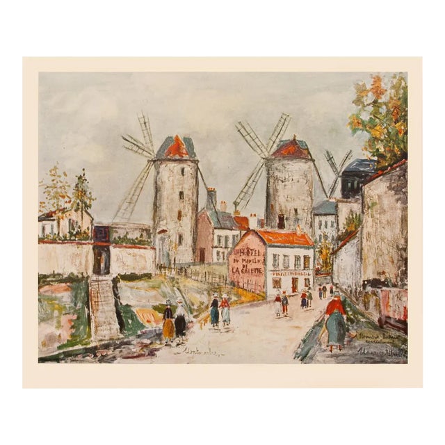 1950s After Maurice Utrillo, "Windmills of Montmartre" First Edition Period Print For Sale