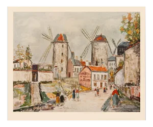 1950s After Maurice Utrillo, "Windmills of Montmartre" First Edition Period Print