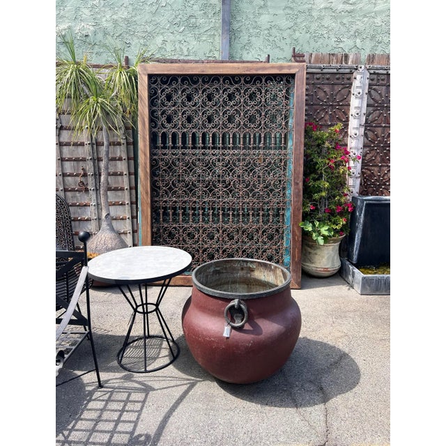 Late 20th Century Vintage Large Wood Framed Open Iron Screen For Sale - Image 5 of 7