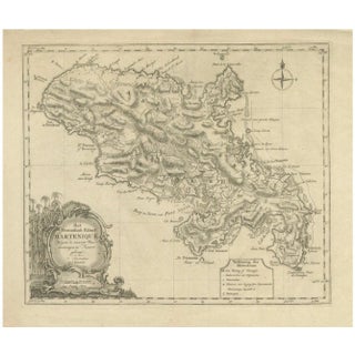 Dutch Map of Martinique in the West Indies by Isaak Tirion, 1765 For Sale