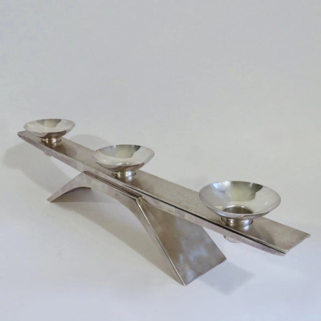 Metal 1960s Streamline Silverplate Candelabra For Sale - Image 7 of 10