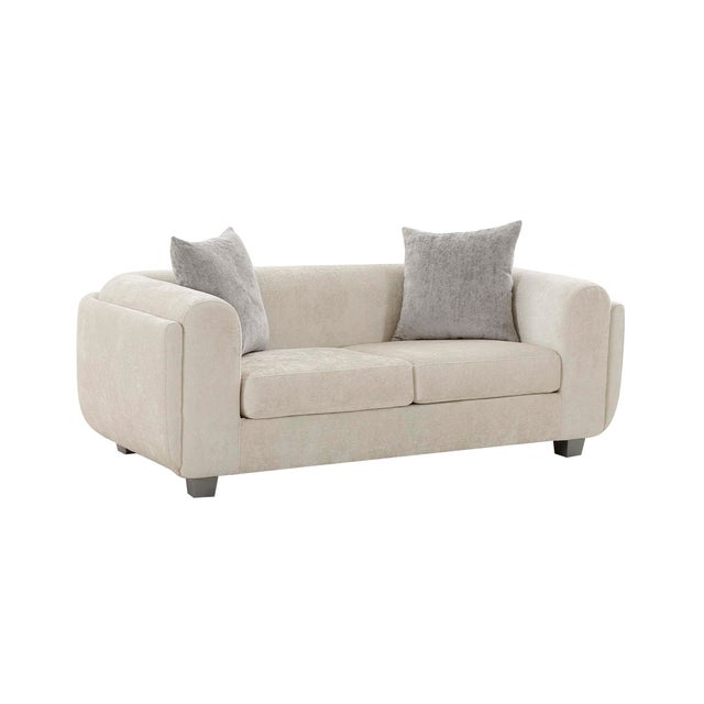 Ivory Pasargad Home Bergamo Upholstered Loveseat With 2 Pillows, Ivory For Sale - Image 8 of 8