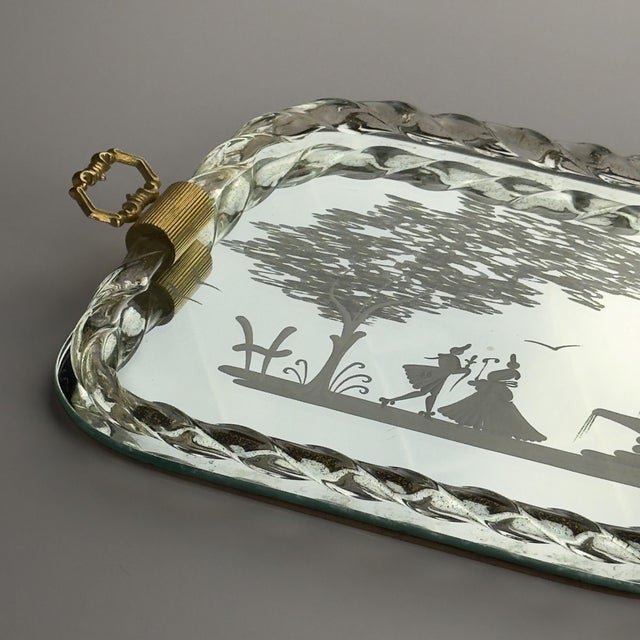 Vintage Venetian Murano Glass Mirror Tray, Italy, 1950s For Sale - Image 10 of 16