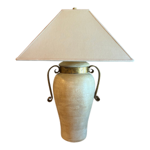 Large Ceramic Amphora Lamp With Tapered Square Lamp Shade