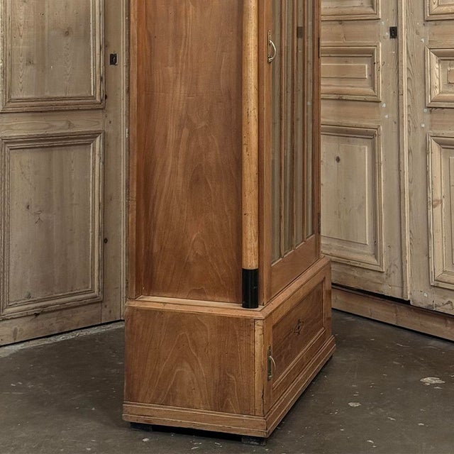 Antique Dutch Solid Cherry Wood Neoclassical Display Bookcase ~ Vitrine With Ebonized Trim For Sale - Image 12 of 18