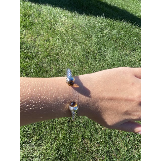 Metal David Yurman Citrine Classic Cable Bracelet, Sterling Silver & 14k Yellow Gold For Sale - Image 7 of 7