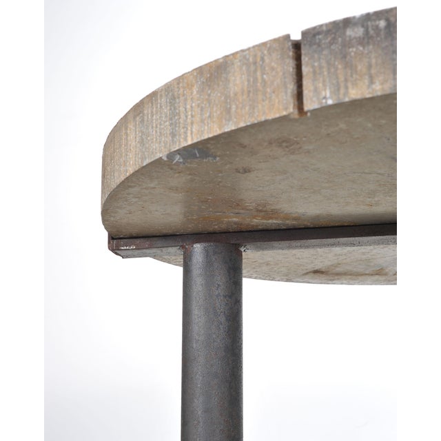 Industrial Style Round Machined Iron Center Table on Casters For Sale - Image 14 of 18