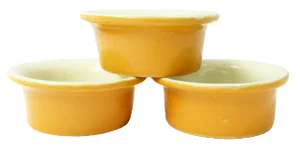 1920s Antique Ohio Pottery Mustard Hued Pottery Ramekins, Set of 3