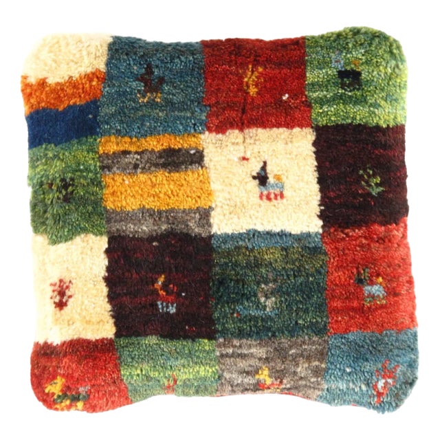 Pasargad DC Fine Hand Knotted Persian Gabbeh Pillow For Sale