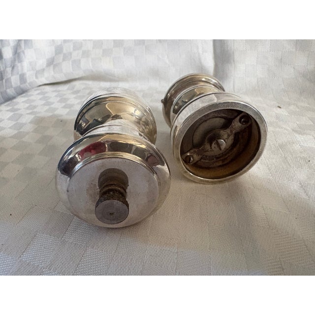 1920s 1920s Two Petite Sterling Silver Grinders; For Salt and Pepper For Sale - Image 5 of 11
